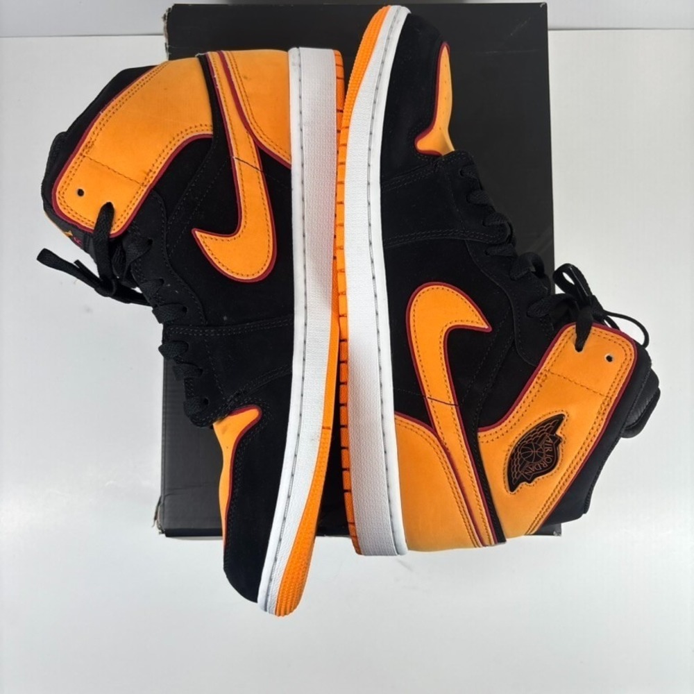 Nike Air Jordan 1 Mid SE Fat Tongue Men's US 13 Black/Vivid Orange FJ4923-008 - Picture 5 of 16